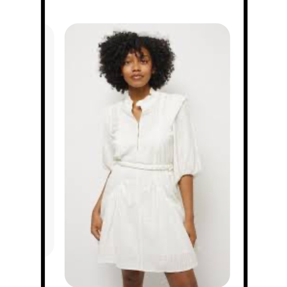 Apiece Apart Mini Dress Womens 0 White Excellent Dobby Cotton Braided Belt
